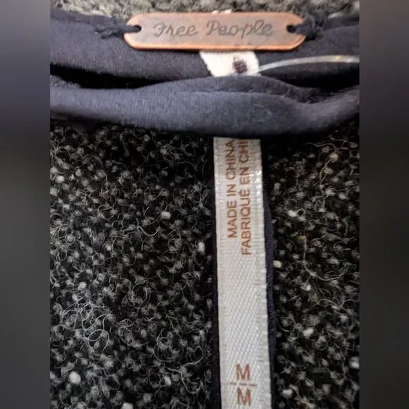 Free People Ellington Tweed Coat in Charcoal Sz M NWOT - Picture 9 of 13